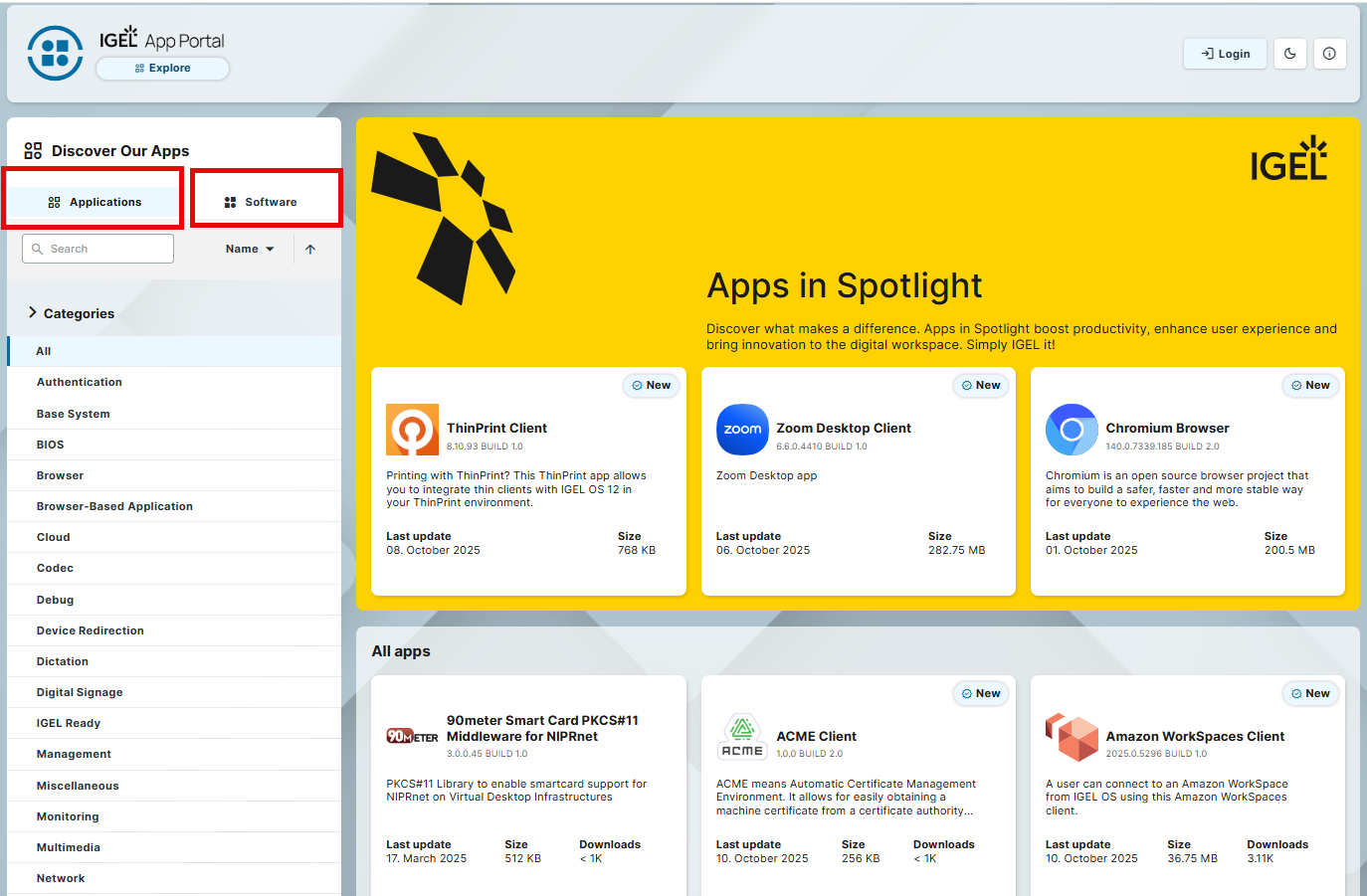 IGEL App Portal User Interface