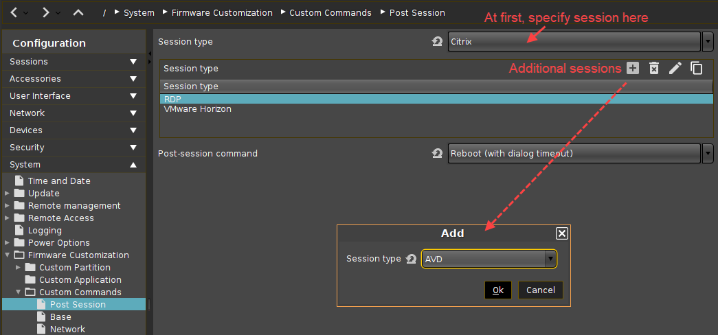 Post Session Custom Commands in IGEL OS