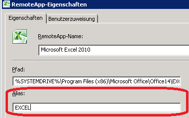RemoteApp Alias