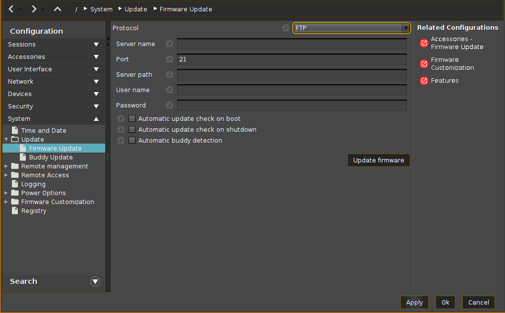 Firmware Update Settings for IGEL OS