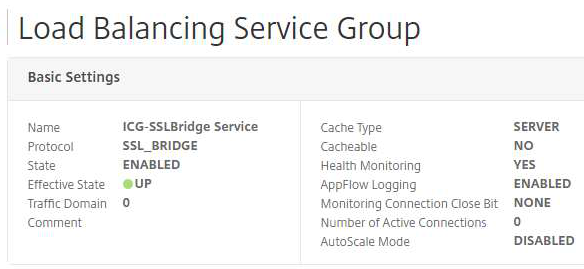 Load Balancing Service Group