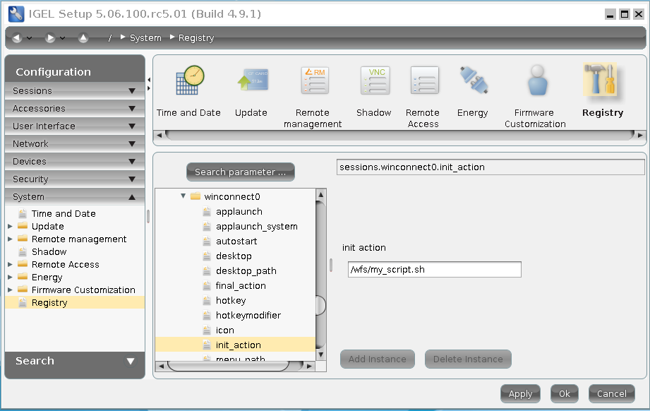 Configuring the Init Action