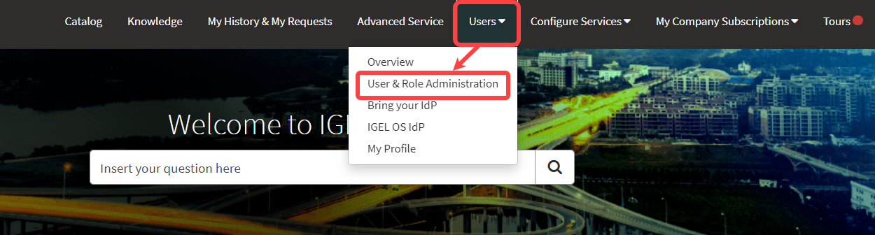 In der Menüleiste erst Users, dann User and Role Administration auswählen