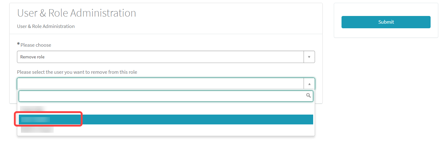 Im nächsten Dropdown den Benutzer auswählen