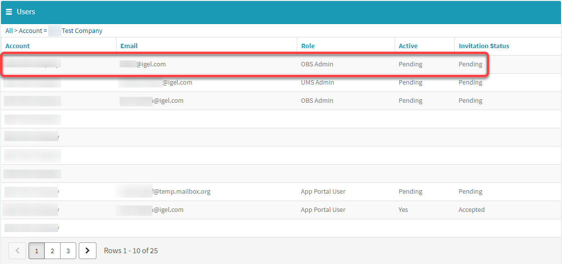 Liste aller Benutzer wird angezeigt