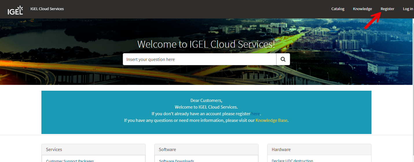 IGEL Customer Portal Login Page