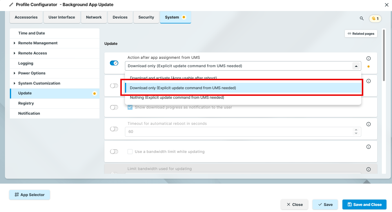 Background app update IGEL OS