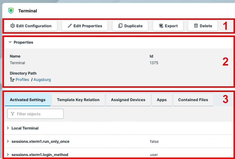 profile management panel in the IGEL UMS Web App