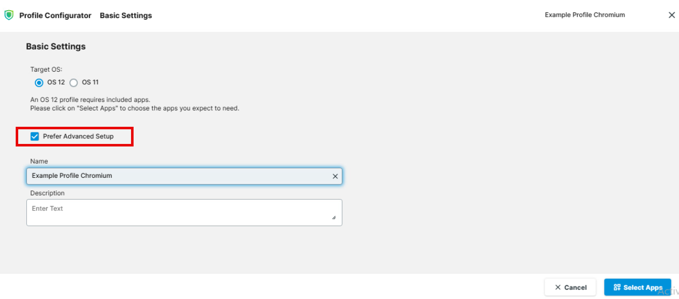Quick Setup Mode for a Quicker Profile Creation