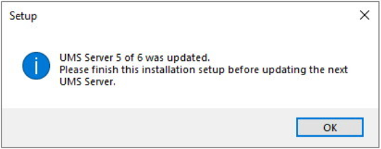 Bestätigung des Endes der Aktualisierung eines Servers