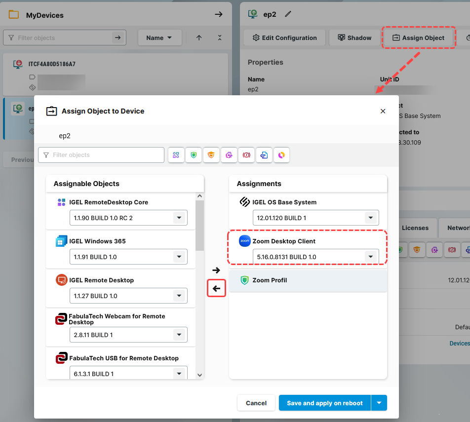 Assign Object to Device