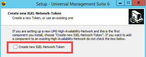 Ankreuzen der Erstellung eines IGEL-Netzwerktokens