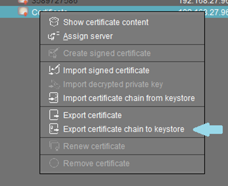 Zertifikatskette in Keystore exportieren