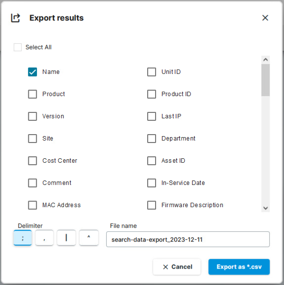 Export results