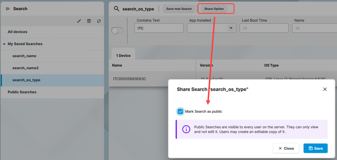Suchanfragen freigeben in der IGEL UMS Web App