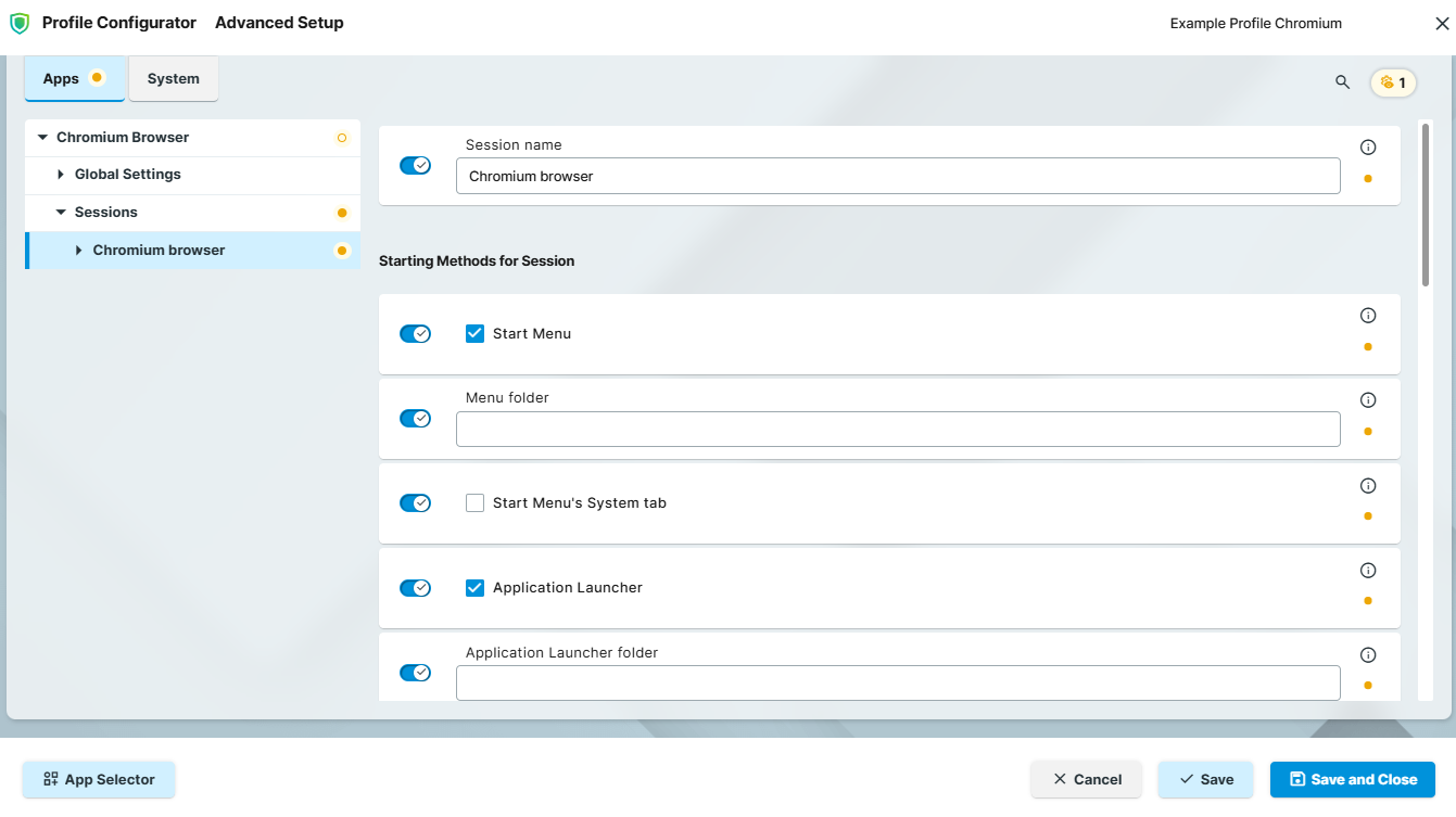Profile Configurator Advanced Setup