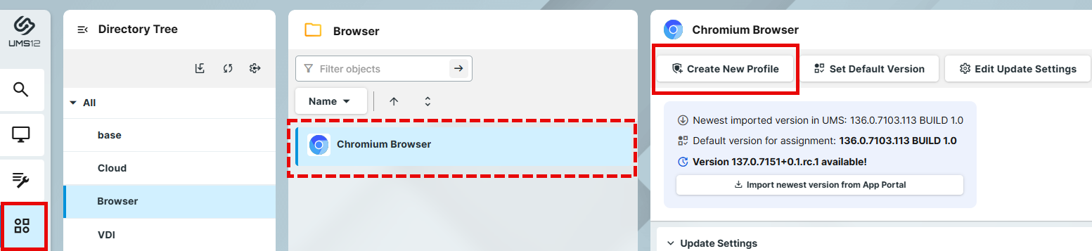 Creating a Profile via Apps in the UMS Web App