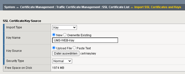 UMS Web Private Key