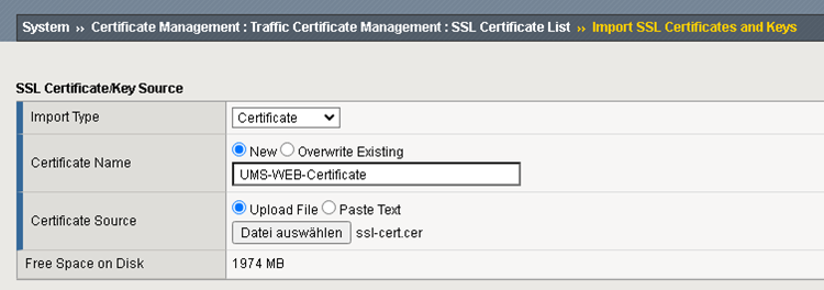UMS Web-Zertifikat