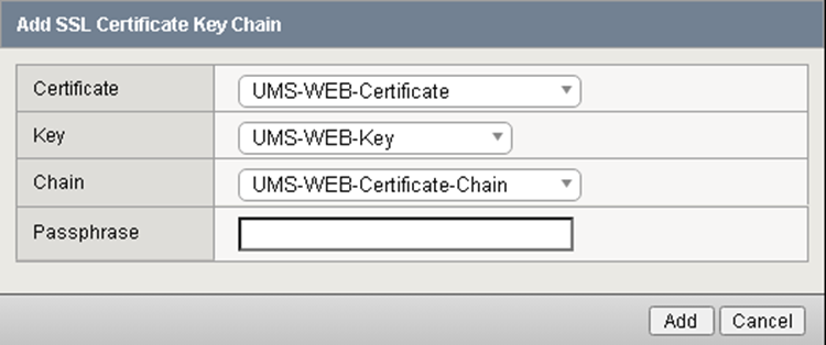 UMS Web Zertifikate und Schlüssel konfigurieren