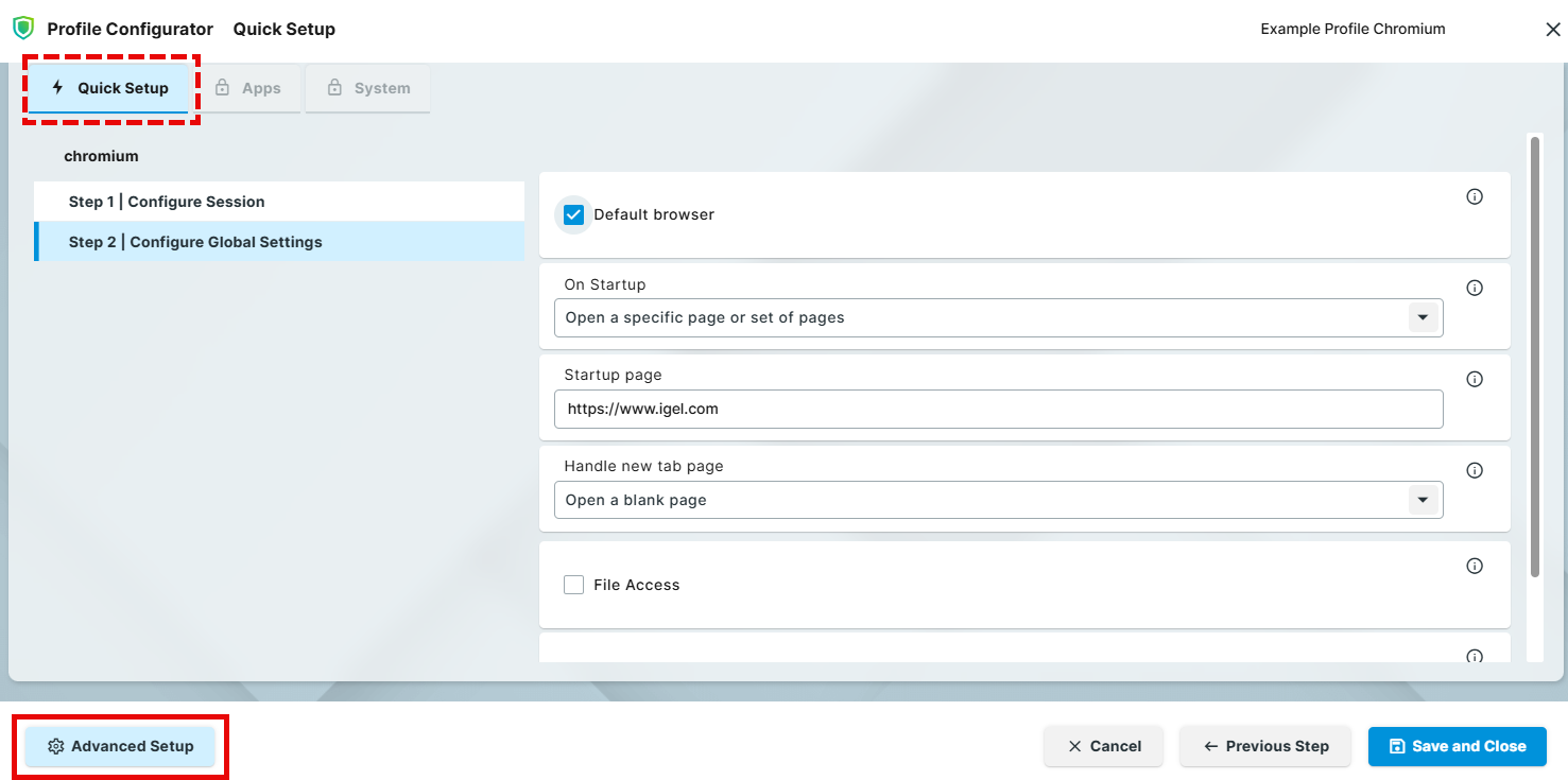 Quick Setup Mode_ IGEL UMS Profile Creation