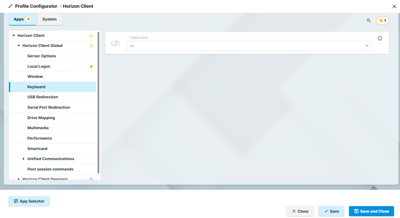 Horizon Keyboard Settings on IGEL OS