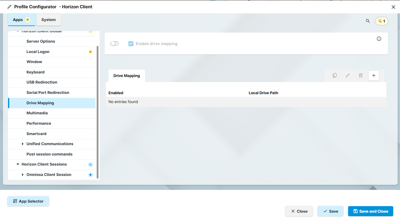 Horizon Drive Mapping Settings on IGEL OS
