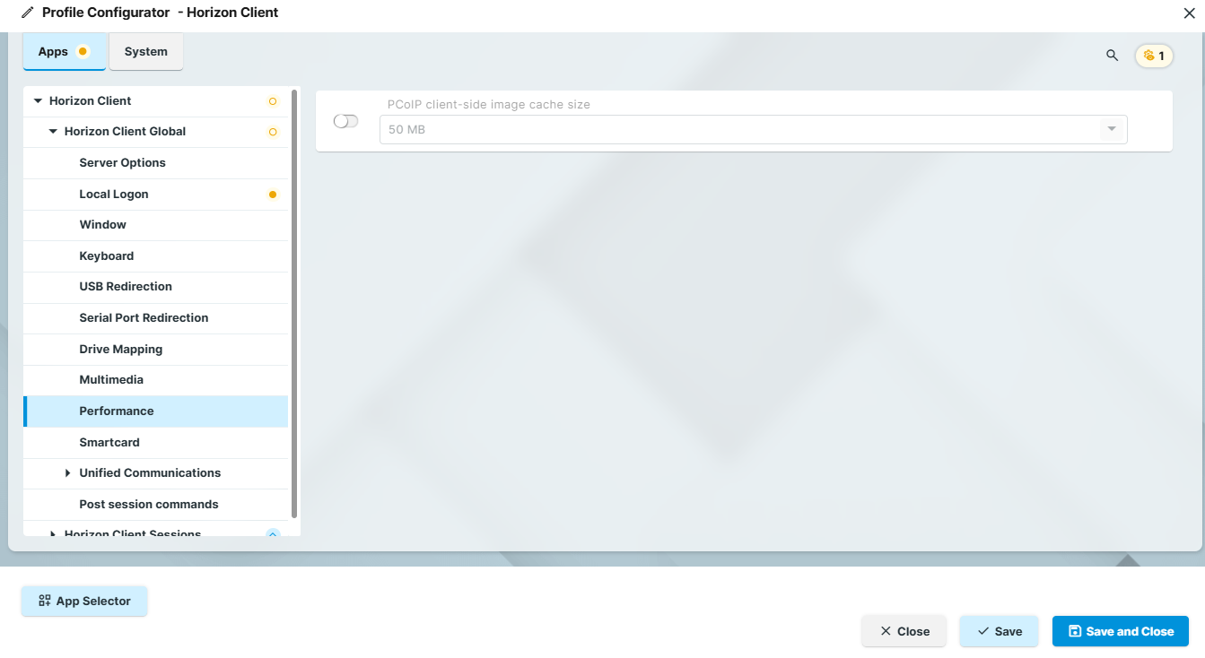 Horizon Performance Settings on IGEL OS
