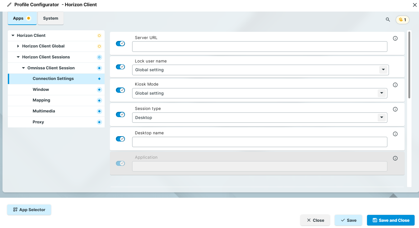 Connection Settings for Horizon Client on IGEL OS