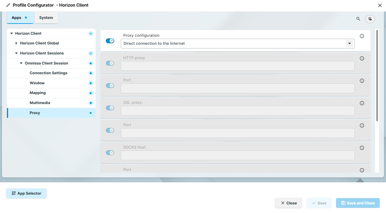 Proxy Settings for Horizon Client on IGEL OS