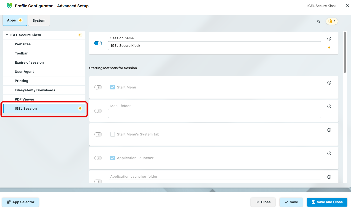 IGEL Secure Kiosk Session