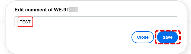 Edit comment dialog. Click Save