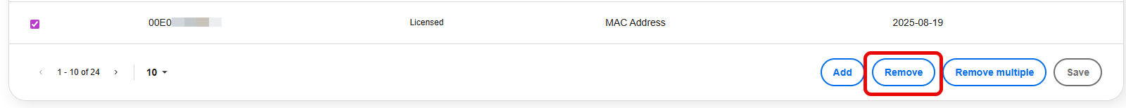 Click the Remove button