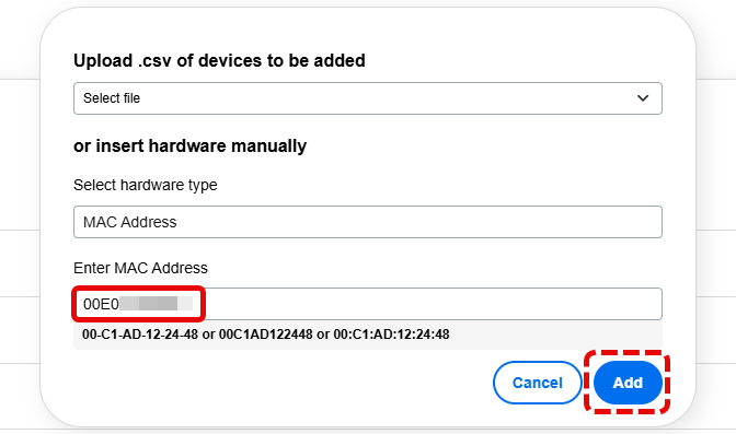 Click the add button
