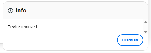 Info dialog device removal