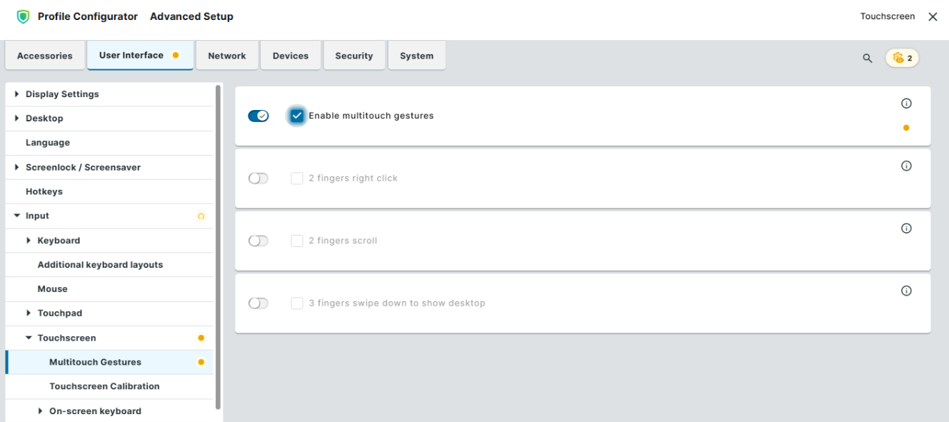IGEL OS Touchscreen Multitouch Gestures