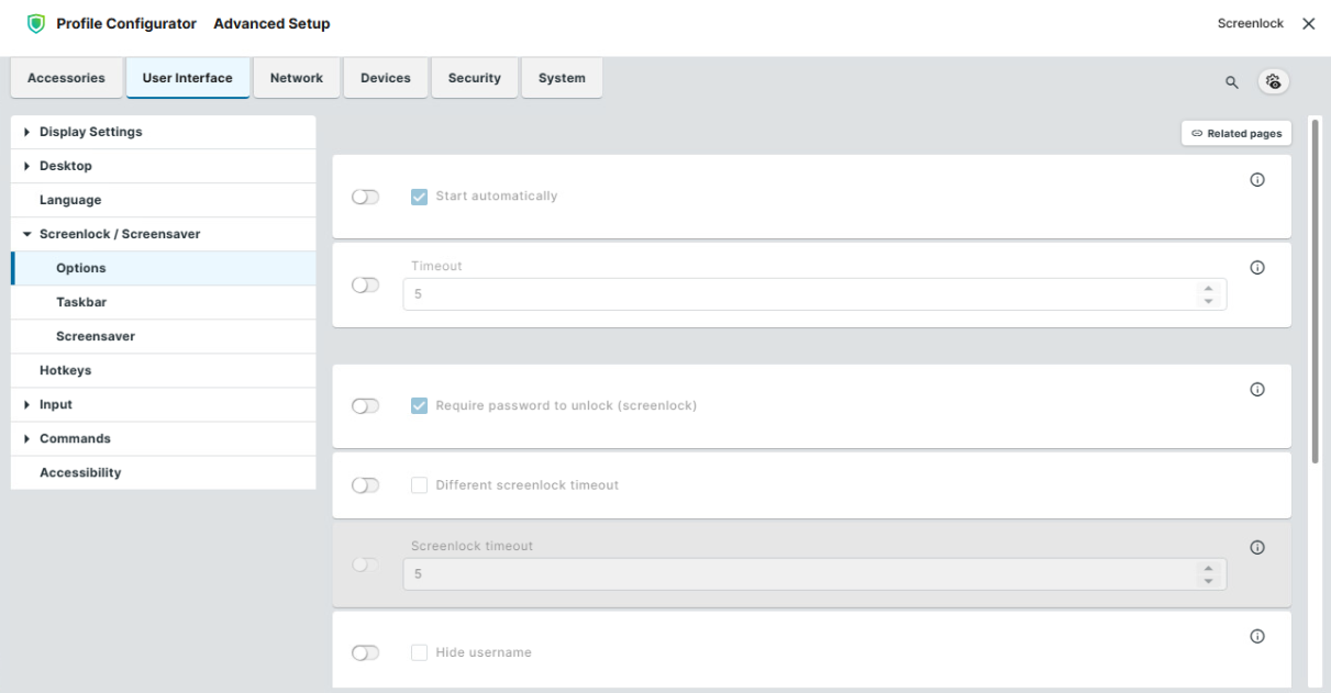 Screenlock options in IGEL OS