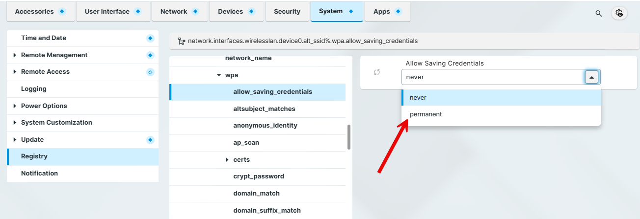 IGEL OS - WLAN WPA Enterprise - permanent storage of the network credentials