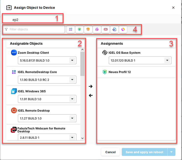 Assign object to device