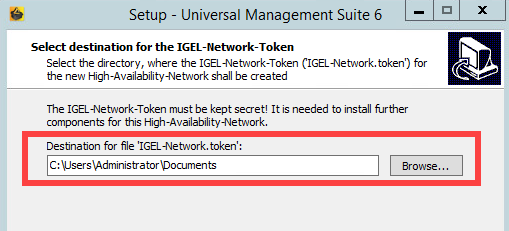 Pfadauswahl für IGEL Netzwerktoken