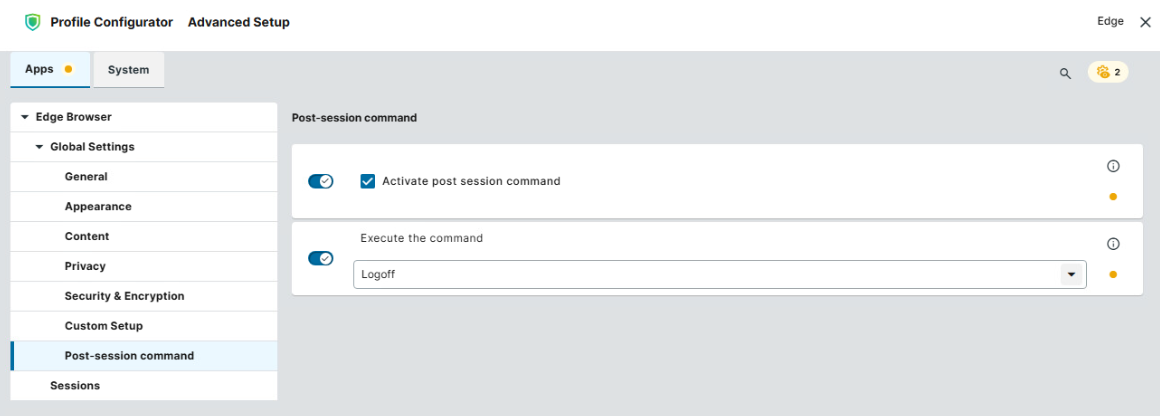 Post-session commands for Edge browser on IGEL OS