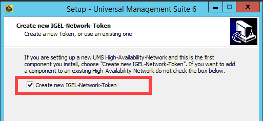 Erstellen eines IGEL-Netzwerktokens auswählen