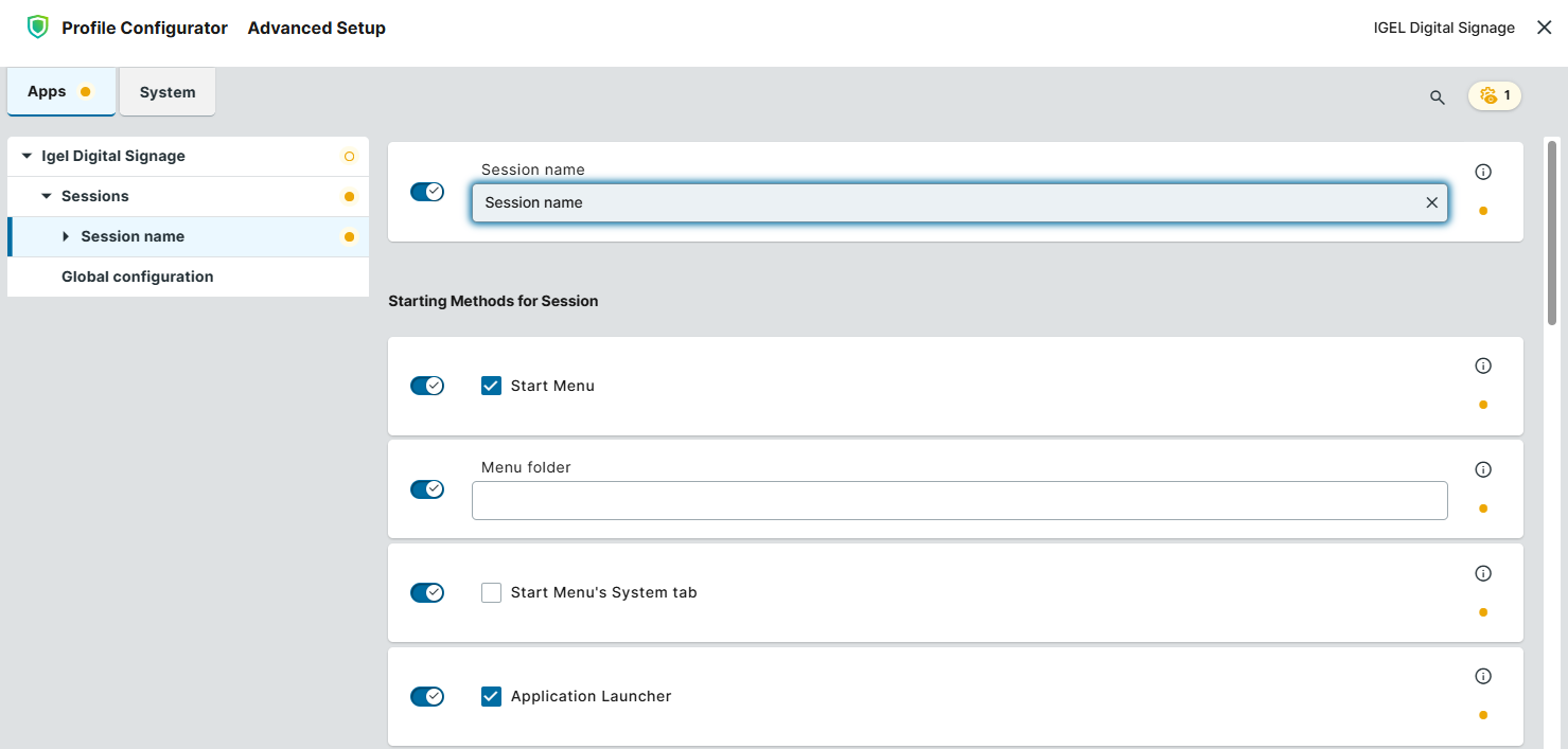 Starting methods for the IGEL Digital Signage session