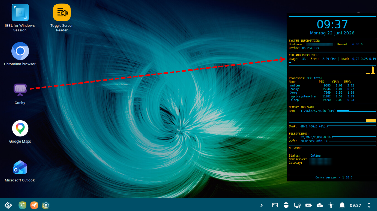 Starting Conky on IGEL OS
