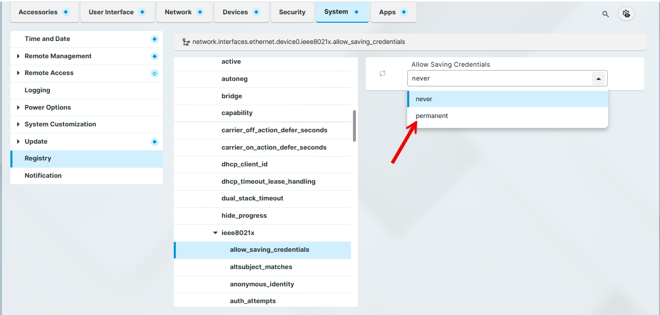 IGEL OS Ethernet - Saving username and password permanently