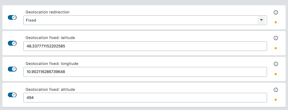 Example for the Geolocation redirection setting set to fixed for IGEL for Windows app