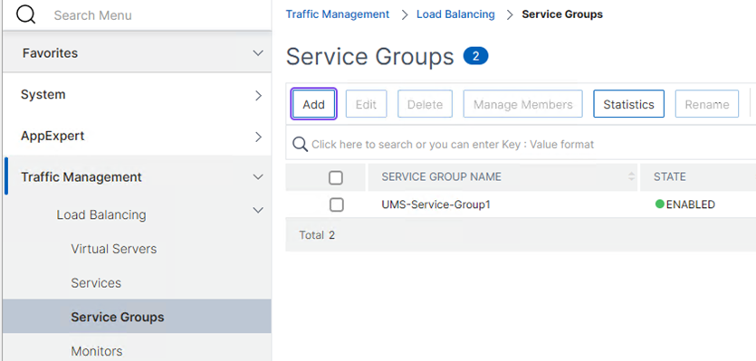 Traffic Management - Load Balancing - Service Groups