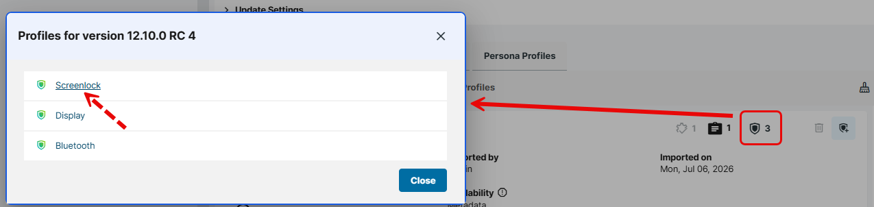 IGEL UMS_List of profiles using the selected app version