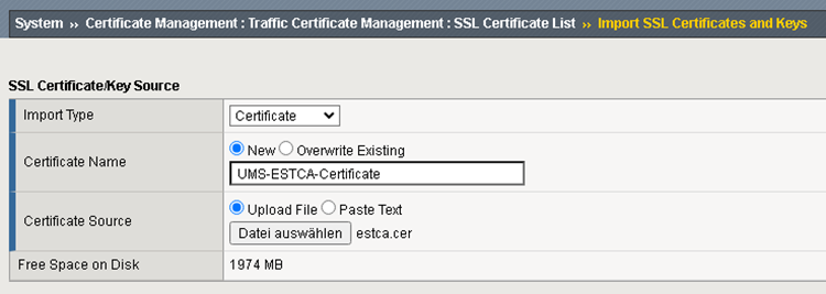 UMS EST CA-Zertifikat