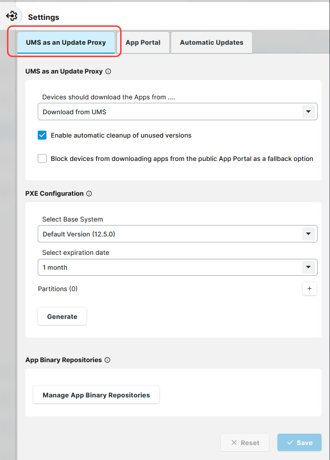 UMS als Update-Proxy